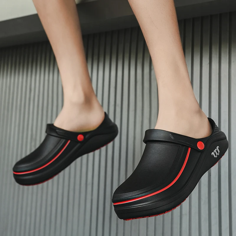 Men Sandals Garden Clogs Waterproof Anti-Slip Oil-Resistant Chef Shoes Comfortable  Slippers Women Workers Outdoor Fishing Shoes thumbnail 5