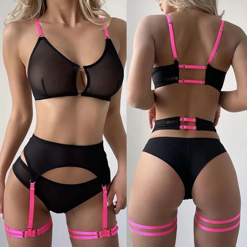 Cosplay Sexy Erotic Lingerie Women Bra And Panty Garters Set Transparent Underwear Set Female Sexy Costumes thumbnail 6