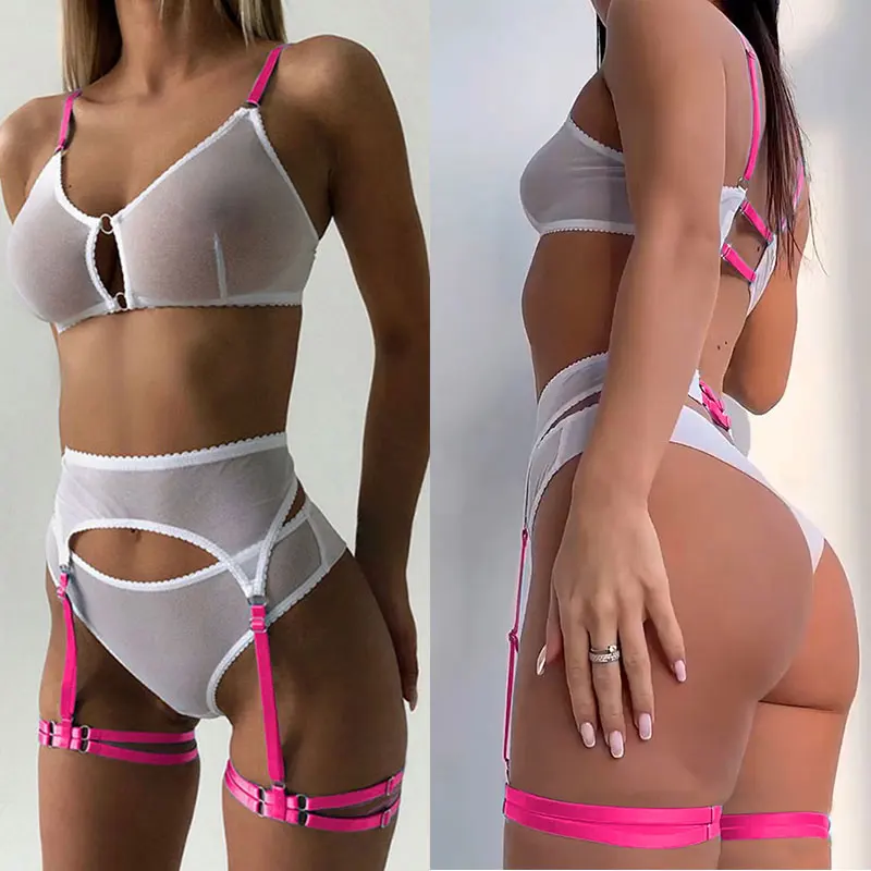 Cosplay Sexy Erotic Lingerie Women Bra And Panty Garters Set Transparent Underwear Set Female Sexy Costumes thumbnail 5