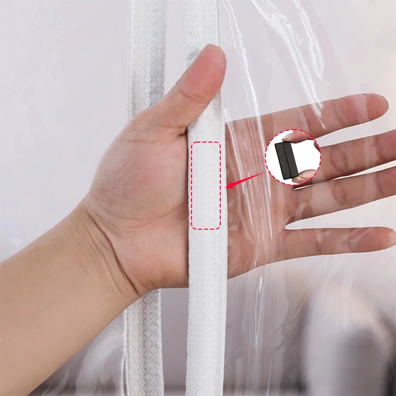Air conditioning door curtains, partition curtains,anti slip air conditioning, transparent magnetic suction No punching required thumbnail 5