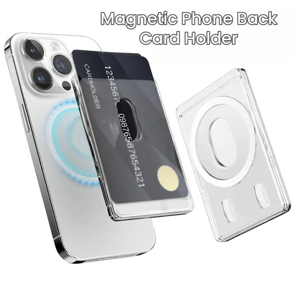 Magnetic Card Holder Plastic Strong Adsorption Clear Wallet Magsafe Portable Slot Card Case for iPhone 16 15 Pro Max 14 13 12 thumbnail 4