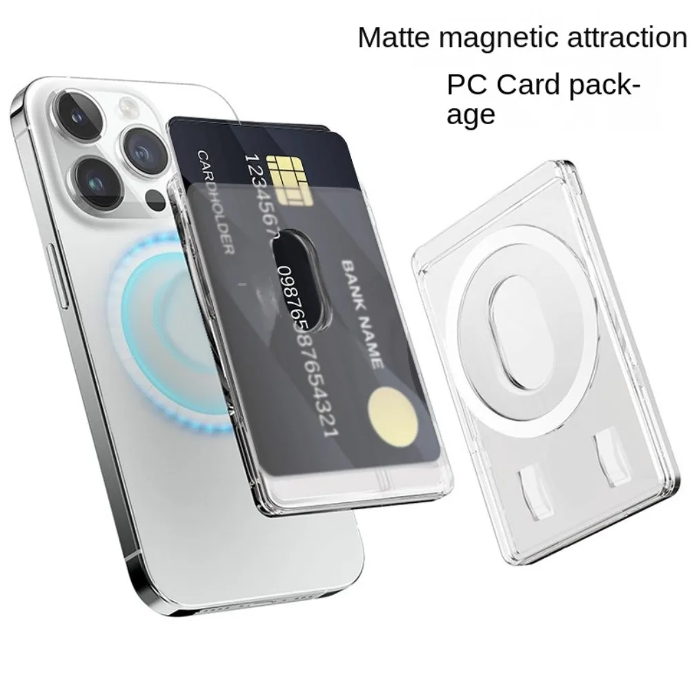 Magnetic Card Holder Plastic Strong Adsorption Clear Wallet Magsafe Portable Slot Card Case for iPhone 16 15 Pro Max 14 13 12 thumbnail 5