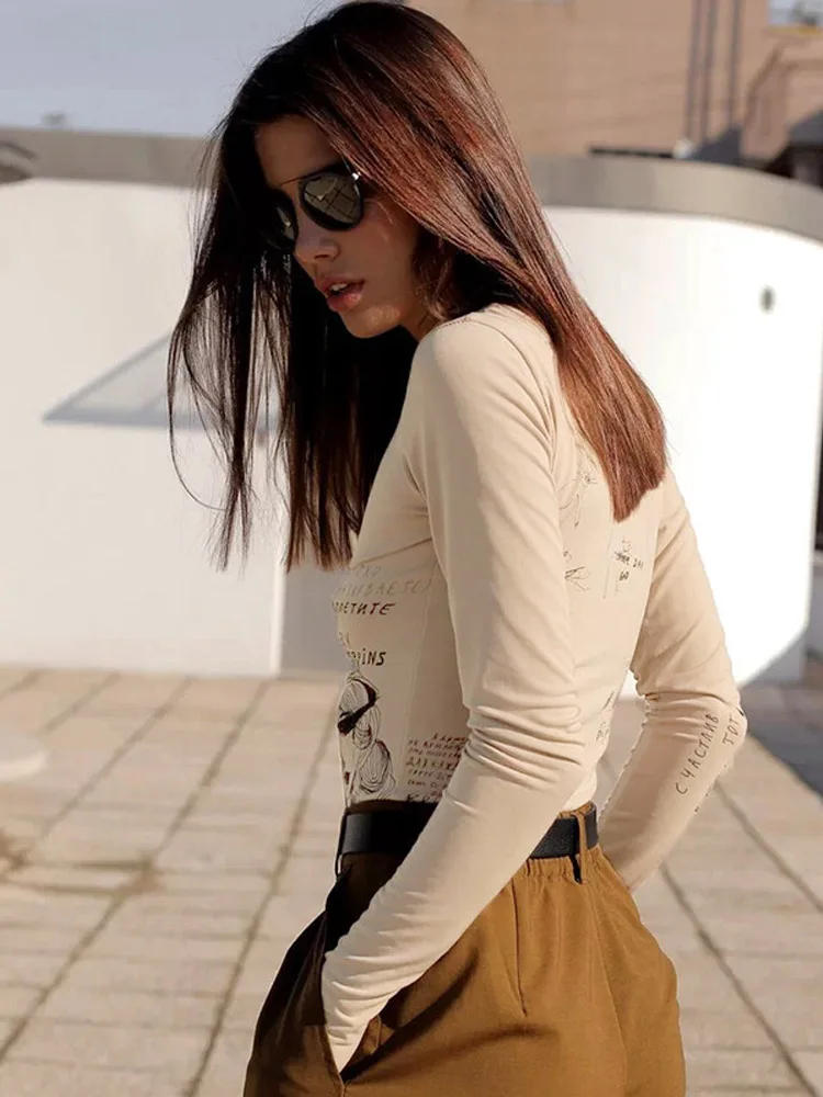 Europe and the United States women's summer new round neck long-sleeved fashion printing Slim versatile jumpsuit thumbnail 6