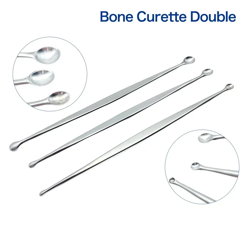 Orthopedic Steel  Double End Oval Round Bone Curette Volkman Bone Curette Veterinary orthopedics Instruments thumbnail 2