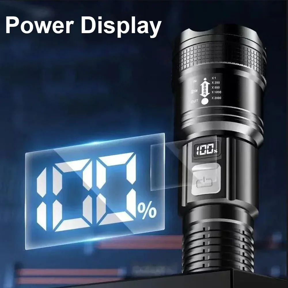 1600000 LM Super Bright Flashlight USB Rechargeable LED Long Range Tactical Torch Outdoor Waterproof Camping Fishing Lantern thumbnail 5
