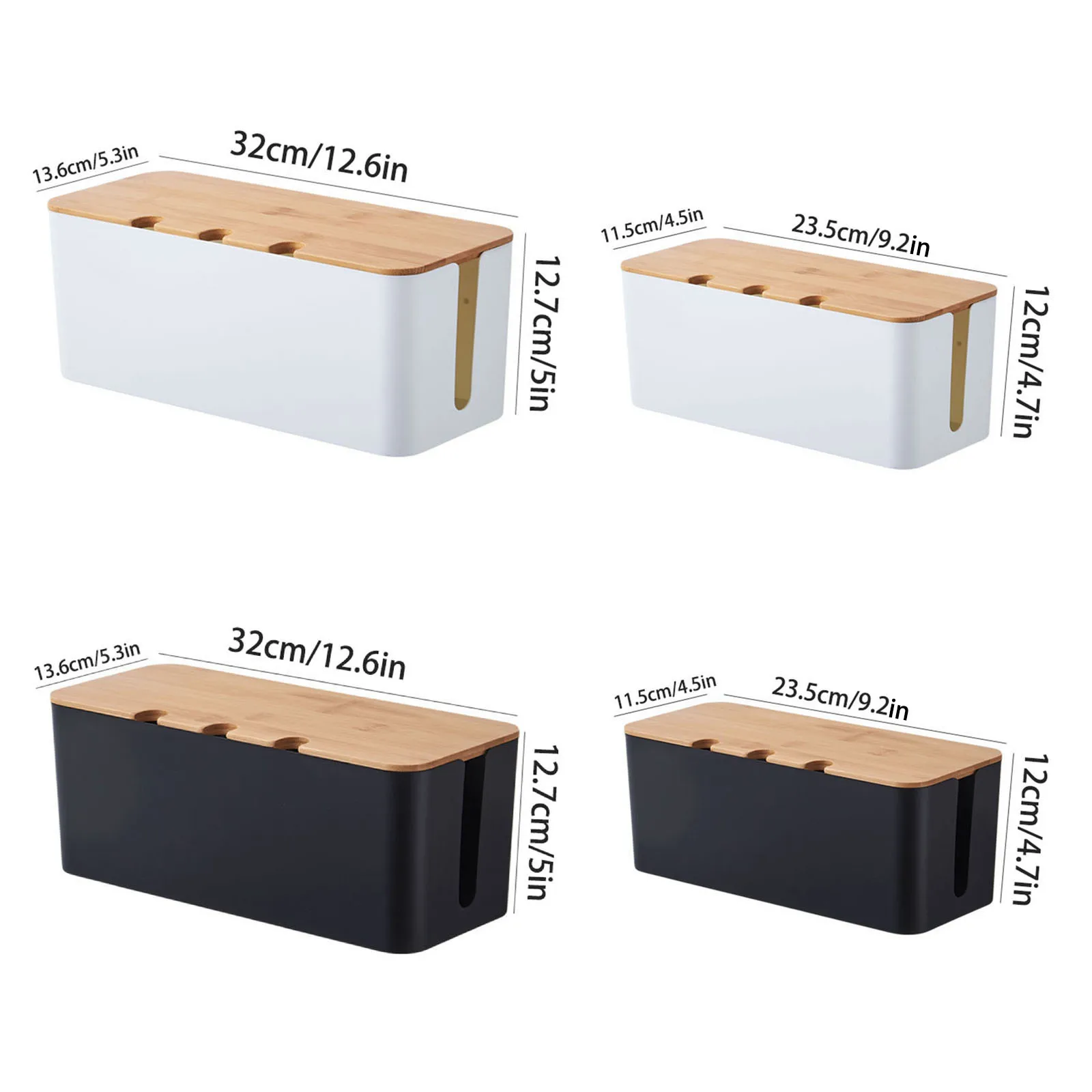 Large Cable Management Box – Wooden Style Cord Organizer and Cover for TV Wires, Computer, USB Hub and Under Desk Power Strip – thumbnail 2