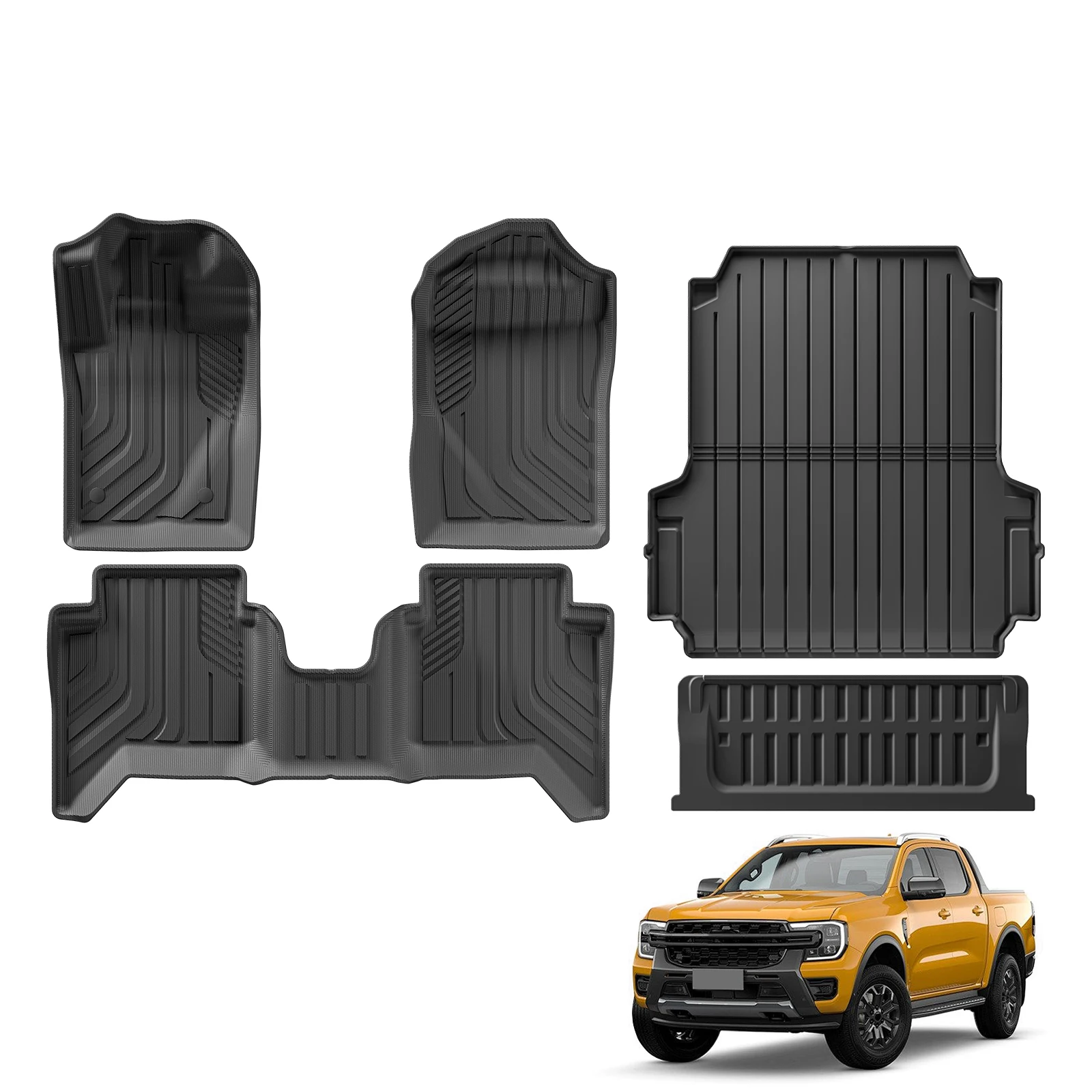 for Ford Ranger 2024 2025 US Version fit 5FT 59.6Bed Car Truck Bed Mat Liner Trunk Bed Liner Black TPE 3D Floor mats