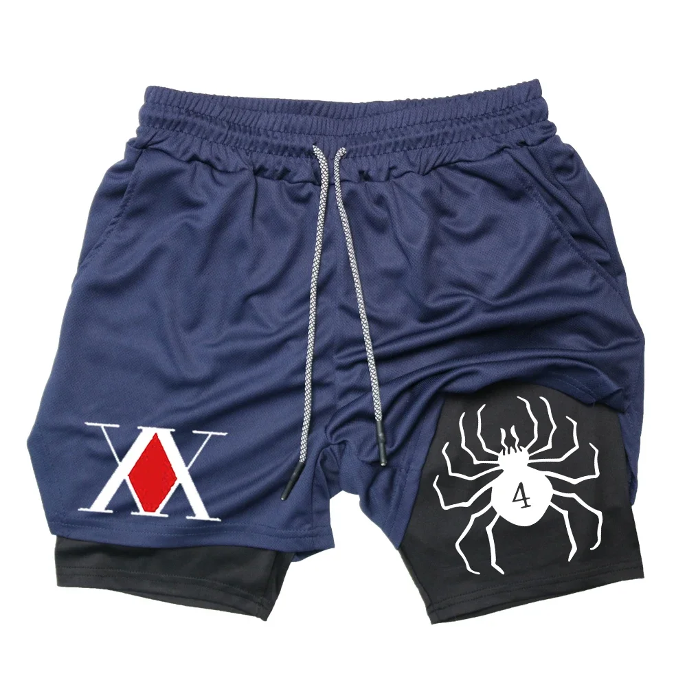 Men's Anime Hunter x Hunter Gym Shorts Bilayer 2-in-1 Breathable Quick-drying Absorb Sweat Sports Short Gym Jogging Pants thumbnail 4