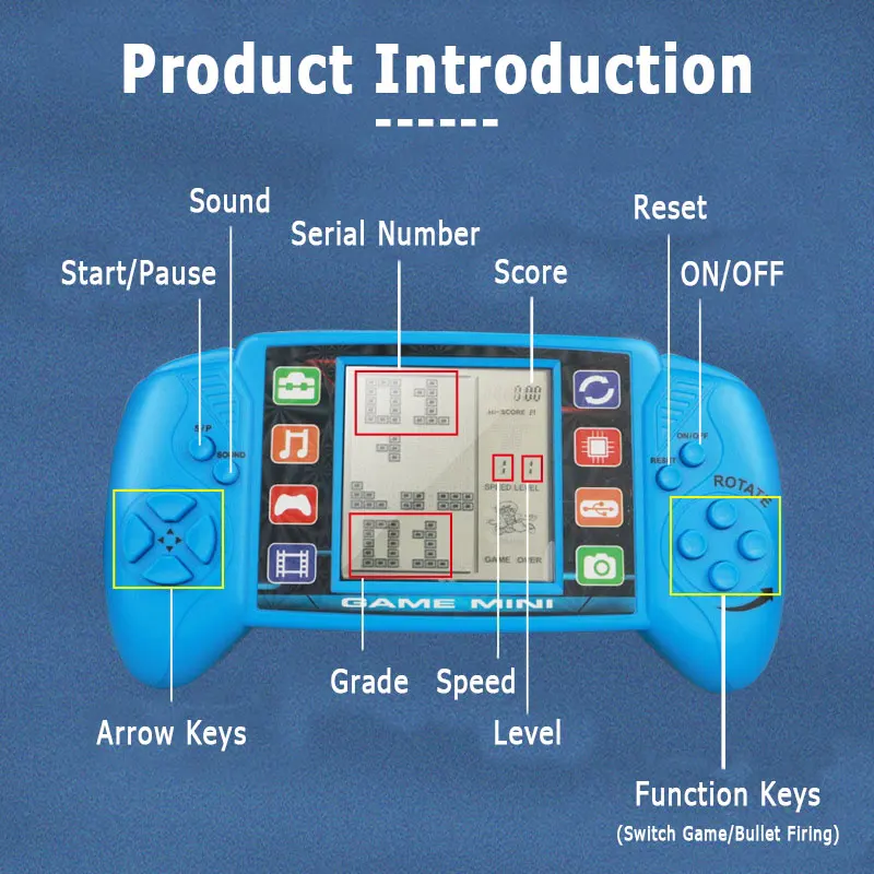 3.5 Inch Large Screen Pocket Handheld Game Players Classic Retro for Tetris Game Machine Kids Children Electronic Toys Console thumbnail 5