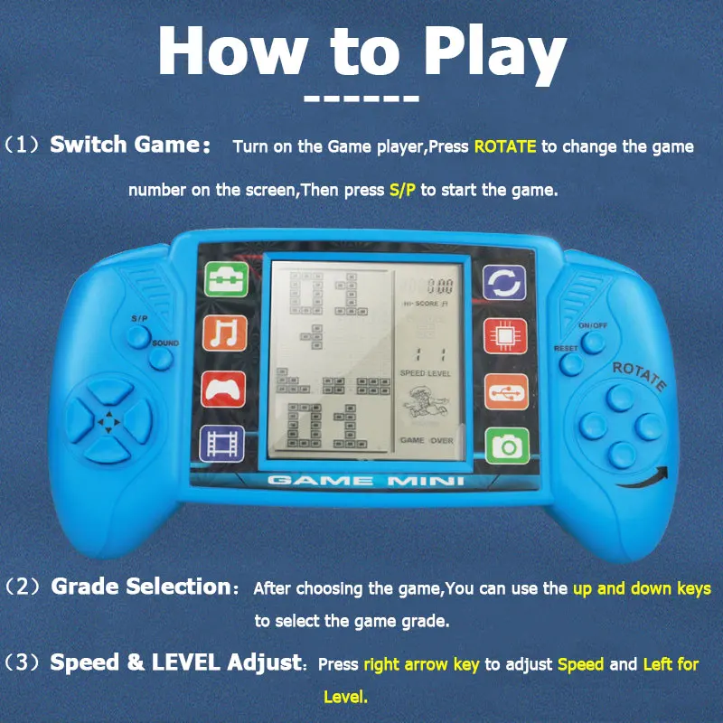 3.5 Inch Large Screen Pocket Handheld Game Players Classic Retro for Tetris Game Machine Kids Children Electronic Toys Console thumbnail 6