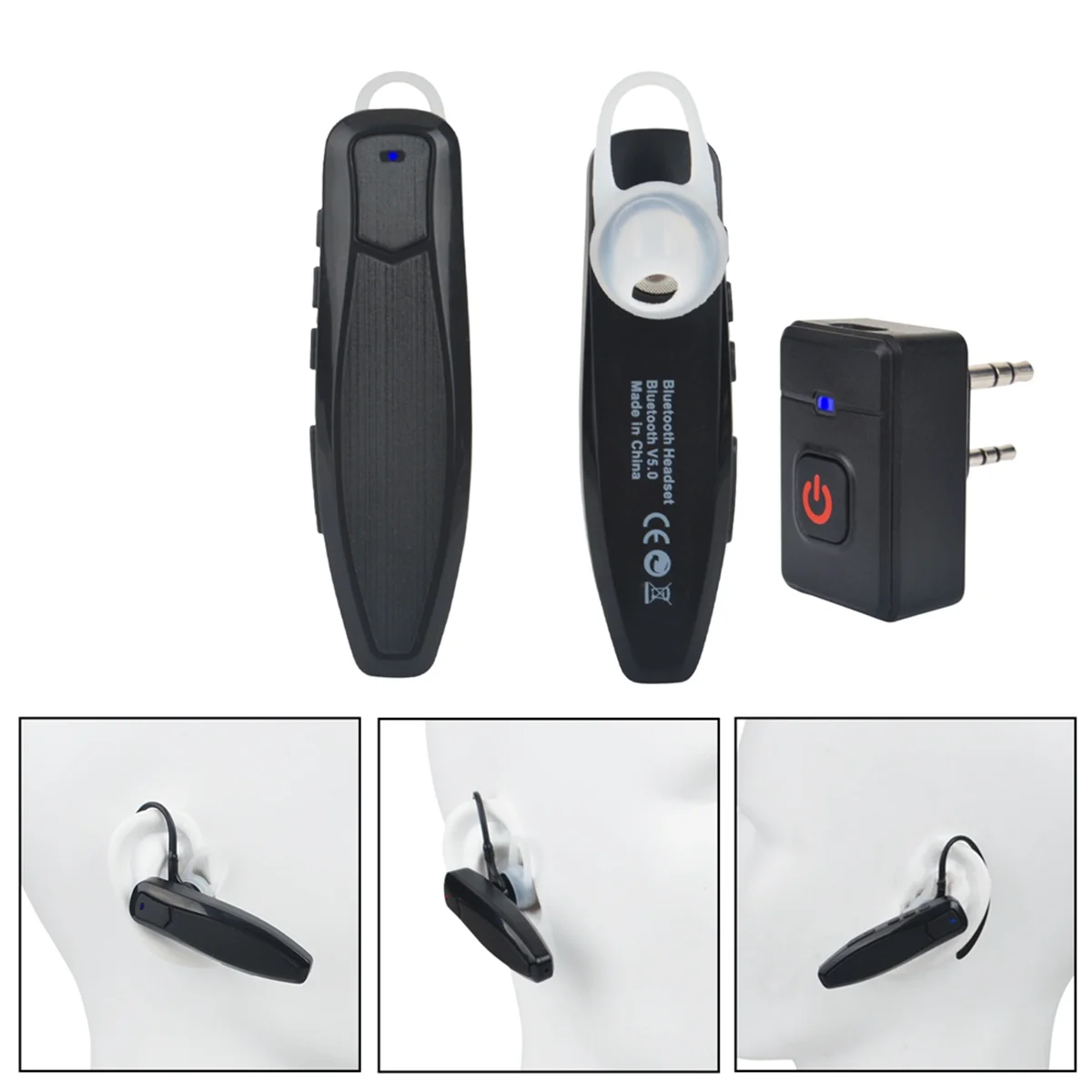 Walkie Talkie Wireless Bluetooth PTT Headset Earpiece Hands-Free K Plug for KENWOOD Microphone Headset Adapter thumbnail 3