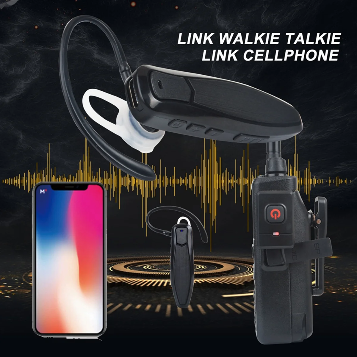Walkie Talkie Wireless Bluetooth PTT Headset Earpiece Hands-Free K Plug for KENWOOD Microphone Headset Adapter thumbnail 2