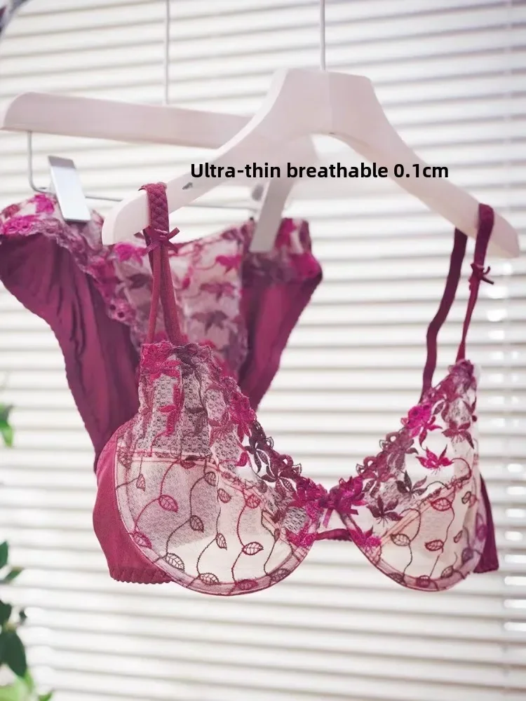 MOYISU Europe and The United States Sexy Underwire Underwear Plus Size Bra Set Big Breasts Red Women Underwear Bra Lace Bow thumbnail 4