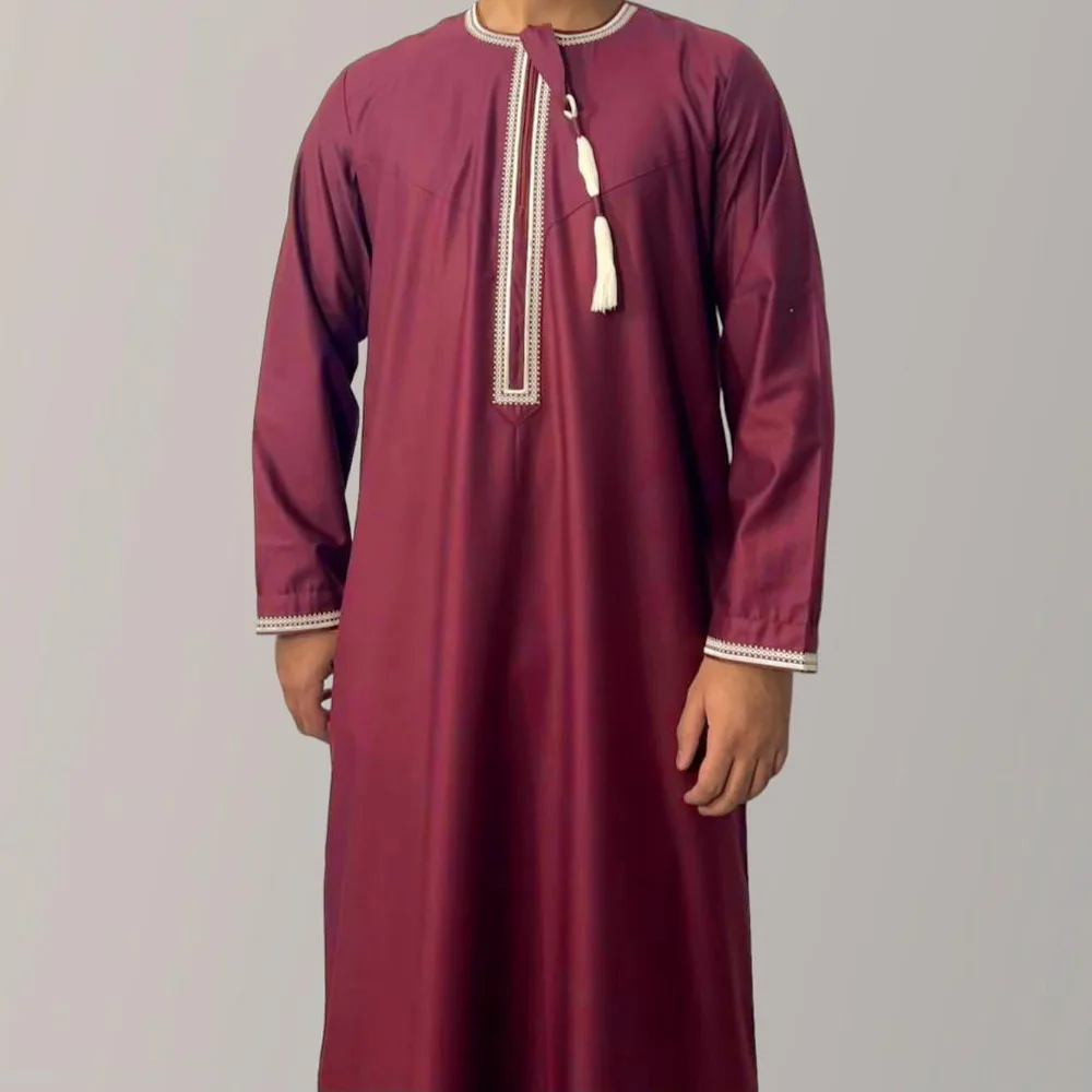 New Muslim Men Long Sleeve Pullover Dress Abaya Daffah Jubba Thobe Pakistan Saudi Arab Kaftan Islam Clothing Prayer Robe Afghan thumbnail 2