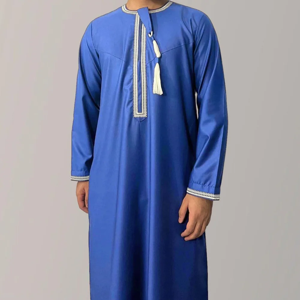 New Muslim Men Long Sleeve Pullover Dress Abaya Daffah Jubba Thobe Pakistan Saudi Arab Kaftan Islam Clothing Prayer Robe Afghan thumbnail 3