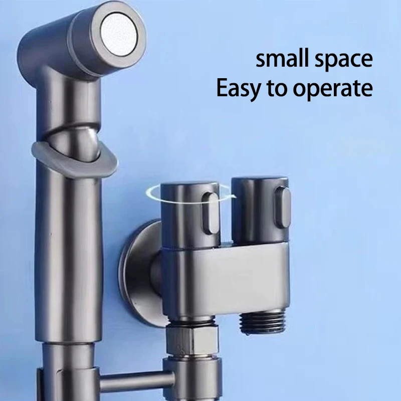 2024 New Hand Held Bidet Sprayer for Toilet, Mini Toilet Faucet Sprayer Shower Portable Bidet Set,double outlet angle valve thumbnail 2