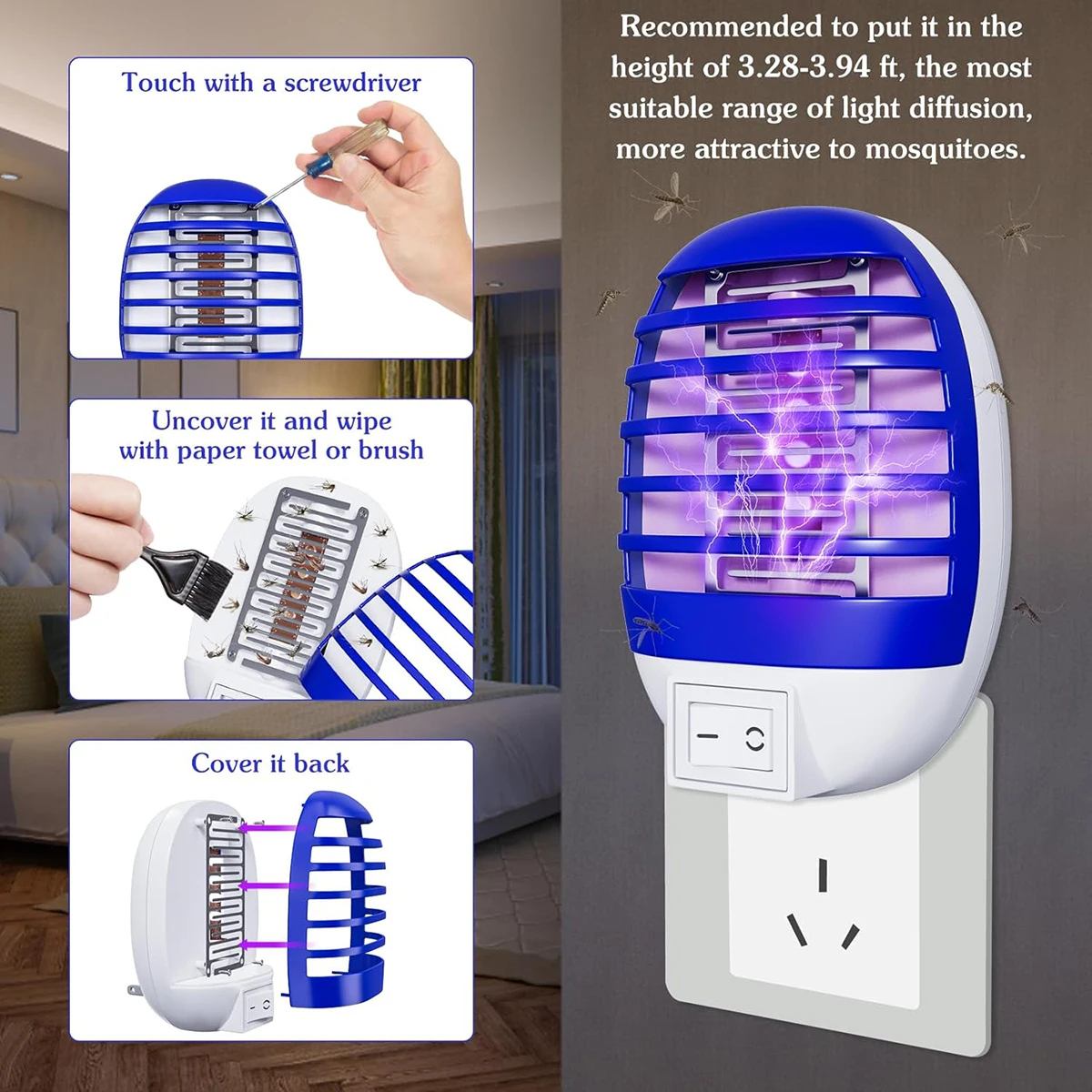 2Pcs LED Socket Mosquito Killer Lamp US/EU Plug Electric Mosquito Fly Bug Insect Trap Killer Night Lamp thumbnail 2