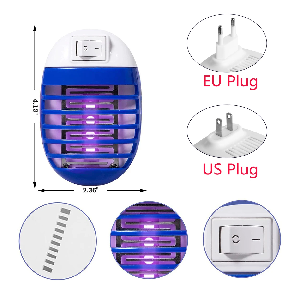 2Pcs LED Socket Mosquito Killer Lamp US/EU Plug Electric Mosquito Fly Bug Insect Trap Killer Night Lamp thumbnail 4