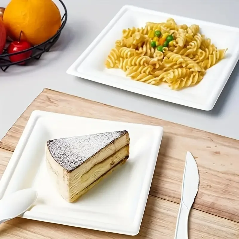 20/50PCS White Disposable Square Paper Plates Eco-friendly Paper Food Plates Barbecue Salad Bread Dessert Party Tableware thumbnail 4