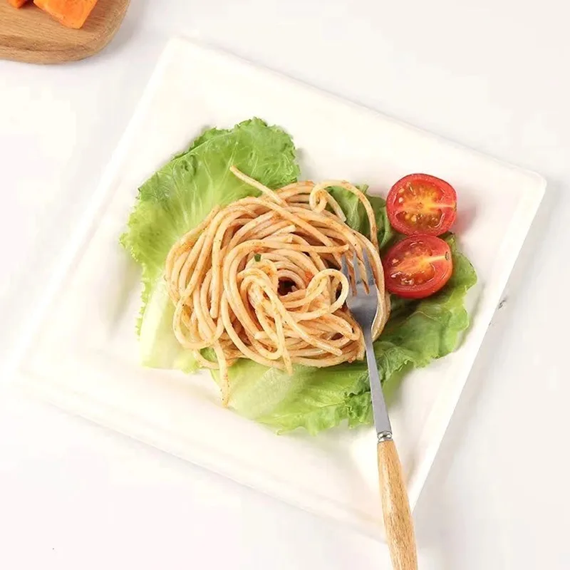 20/50PCS White Disposable Square Paper Plates Eco-friendly Paper Food Plates Barbecue Salad Bread Dessert Party Tableware thumbnail 3