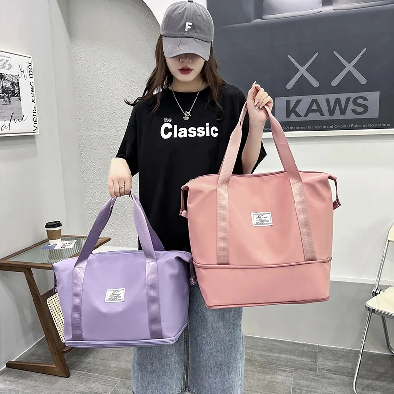 Foldable expandable travel bag, large capacity waterproof luggage bag, tote bag, travel luggage bag suitable for weekend camping thumbnail 5
