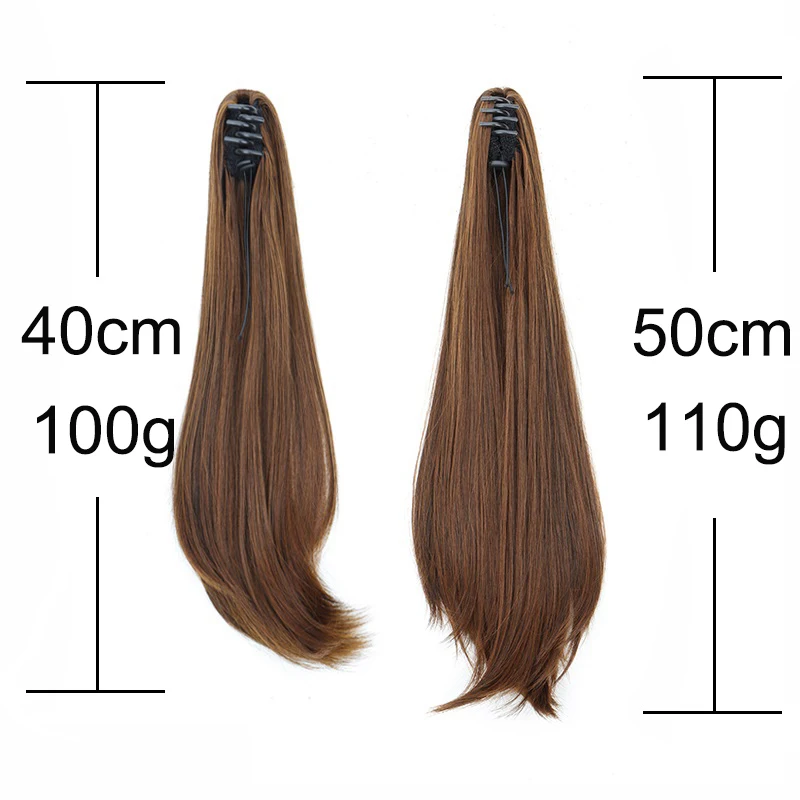 Synthetic 16Inch/20Inch Long Straight Grab Clip In Ponytail Hair Extensions Black Hairpiece for Women Hair Accessories thumbnail 3