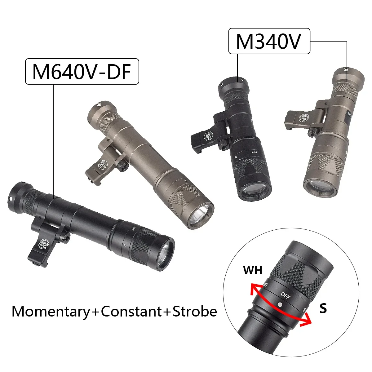 Tactical Surefire M600 M340 DF M640 SF Flashlight M340V Scout Light 20mm Picatinny Rail M LOK Mount Airsoft Hunting Light Lamp thumbnail 3
