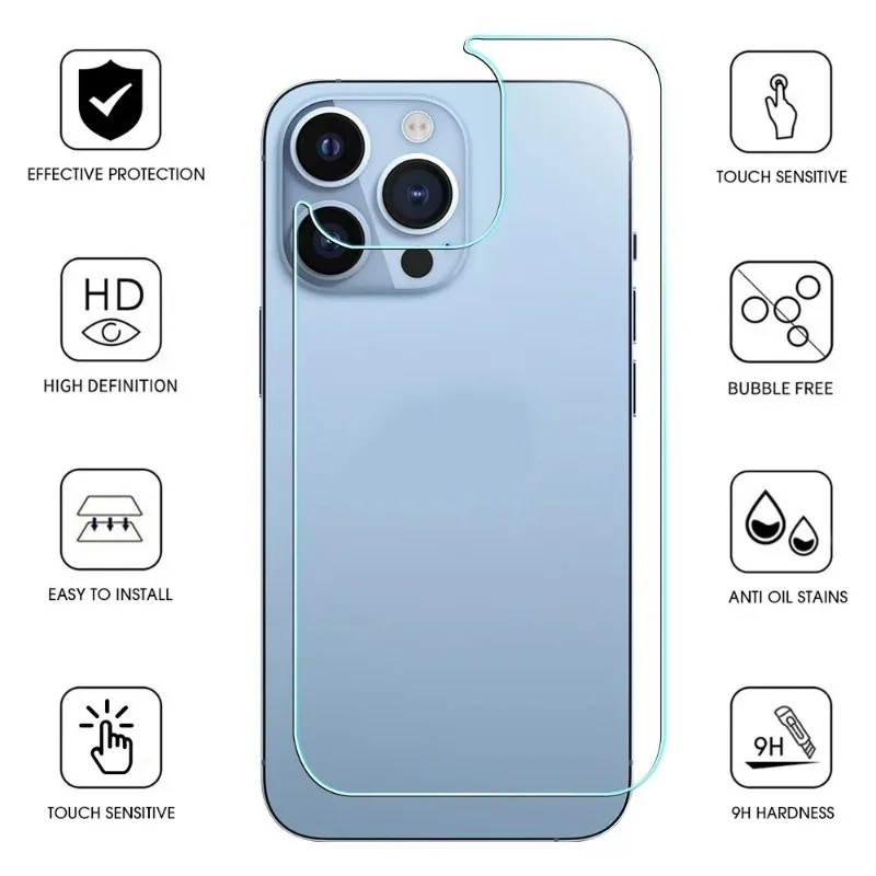 1-3PCS Back Screen Tempered Glass For iPhone 17 16 15 12 14 13 Pro Max 14 16 15 Plus 12 13 Mini Phones Screen Protector Films thumbnail 2
