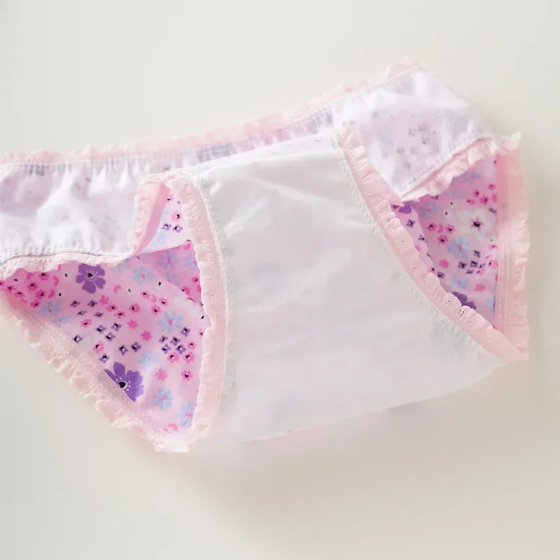 Lace Girls Floral Cotton Girls Briefs Cotton Panties Kids Shorts Daughter's Children's Floral Triangle Pants Made of Pure Cotton thumbnail 3