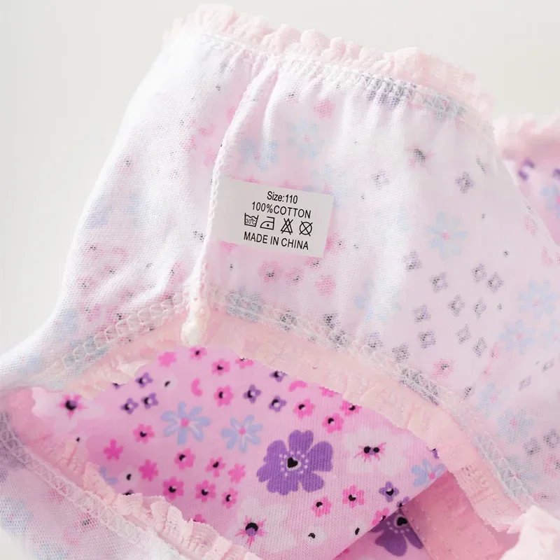 Lace Girls Floral Cotton Girls Briefs Cotton Panties Kids Shorts Daughter's Children's Floral Triangle Pants Made of Pure Cotton thumbnail 4