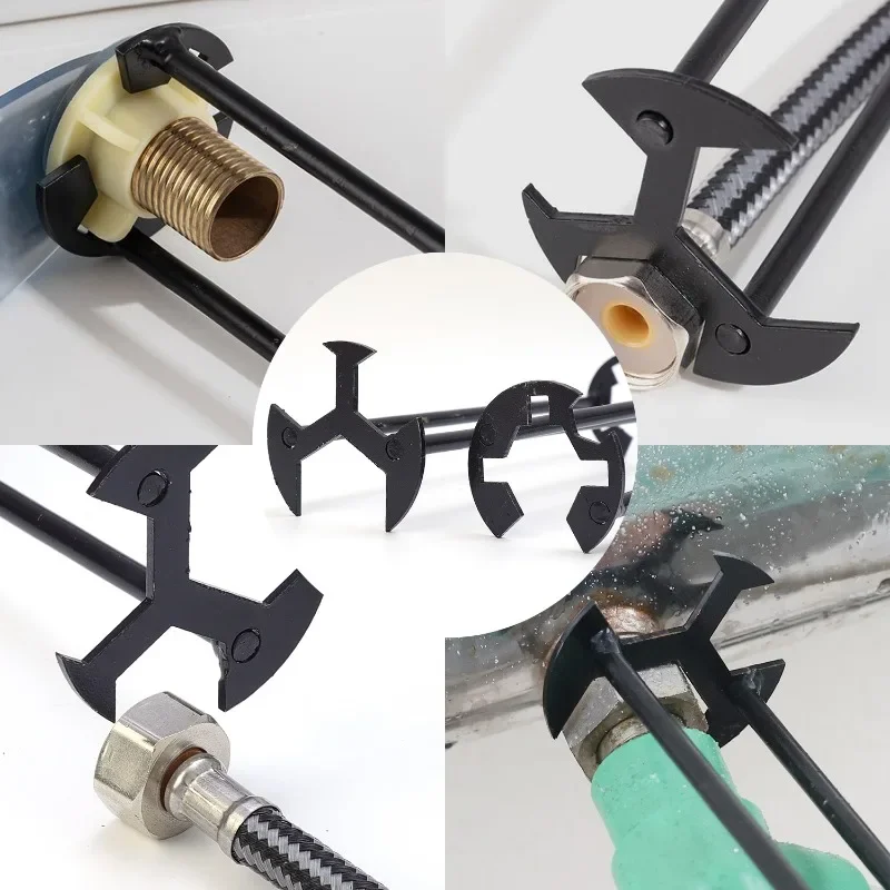 5-in-1 Sink Wrench Multifunctional Carbon Steel Faucet Key Plumbing Pipe Wrench Bathroom Kitchen Sink Repair Set Hardware Tools thumbnail 5