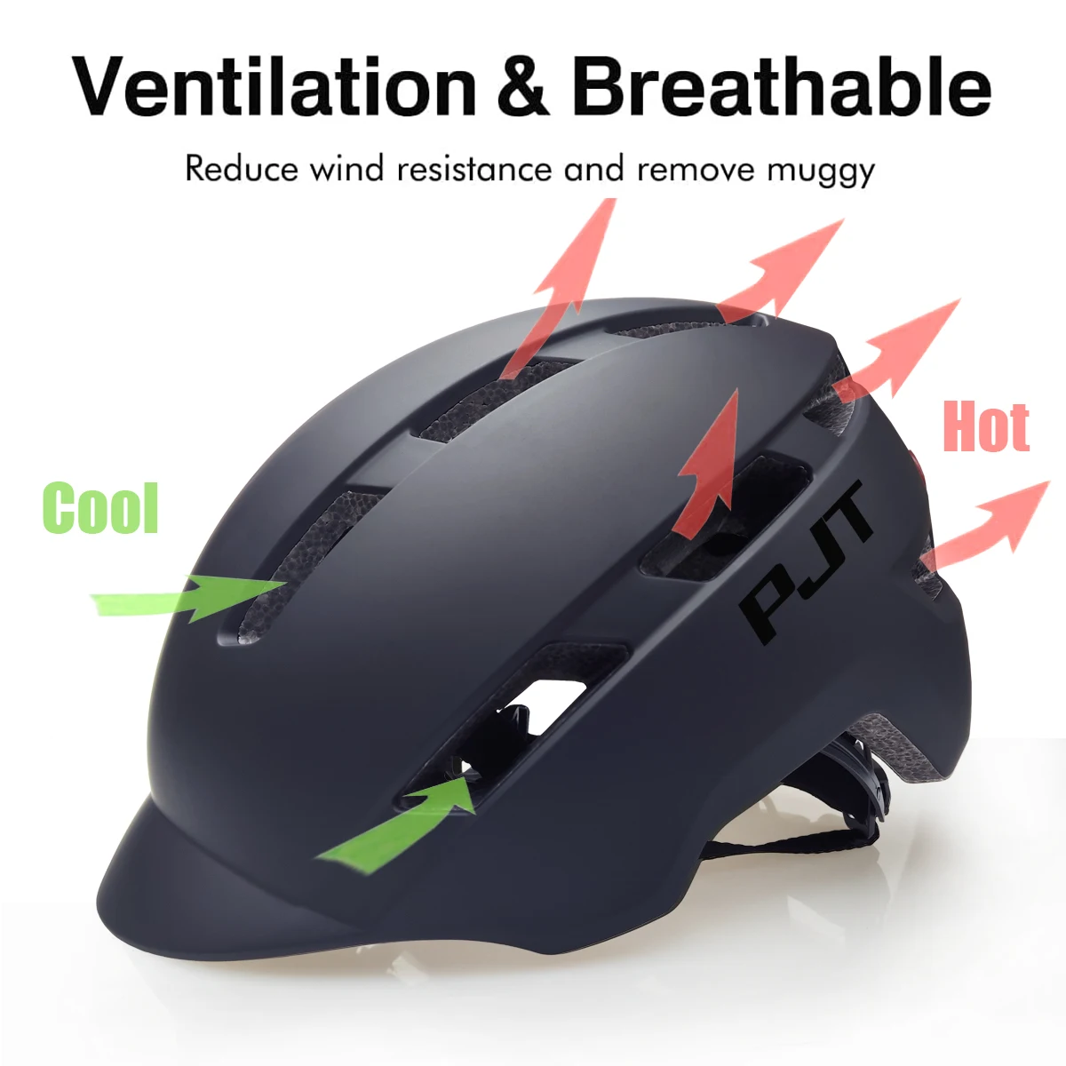 PJT New Cycling Helmet In-Mold Mountain Road USB Rechargeable Tail light Bicycle Bike Helmet Sports Safe Hat MTB Cycling Helmet thumbnail 4