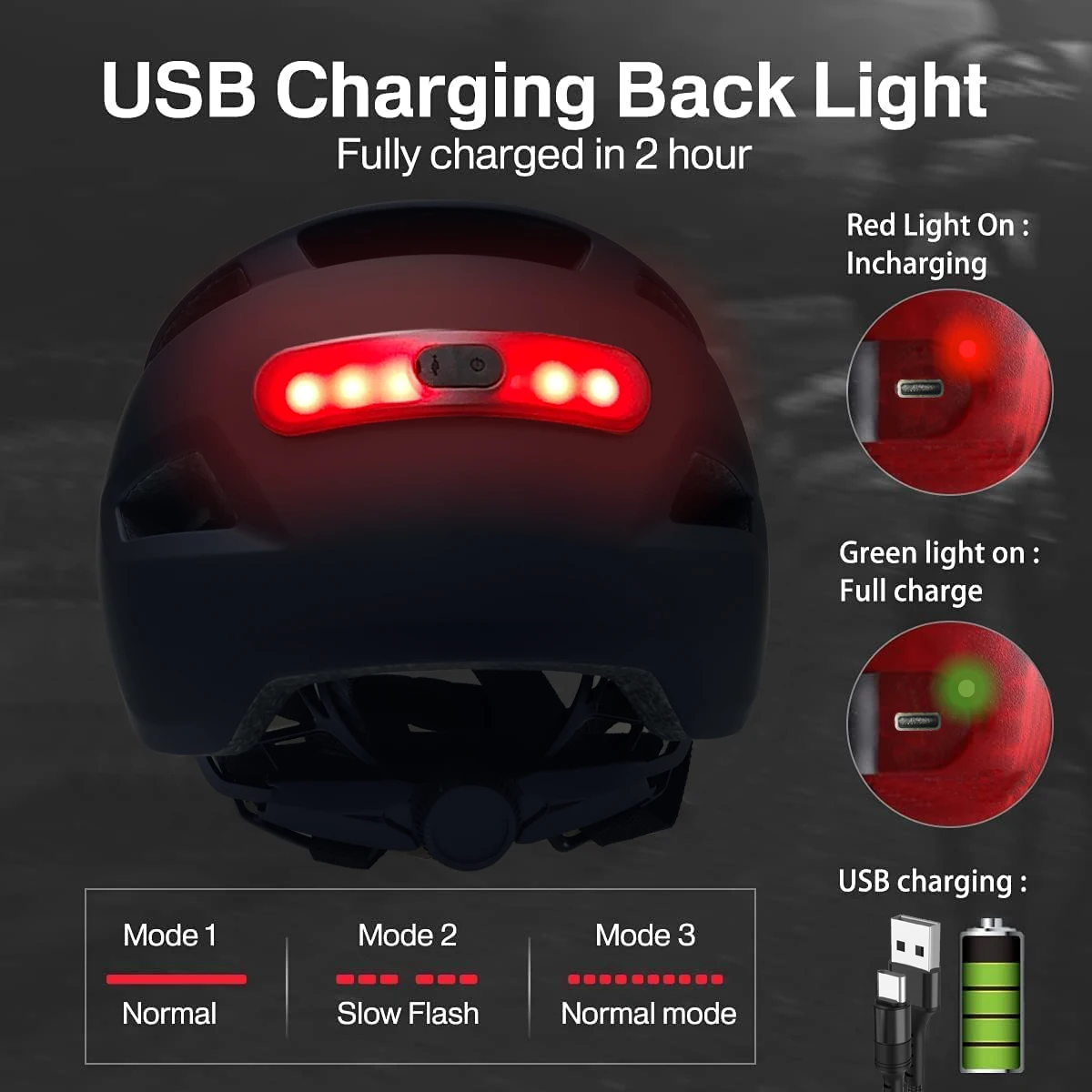 PJT New Cycling Helmet In-Mold Mountain Road USB Rechargeable Tail light Bicycle Bike Helmet Sports Safe Hat MTB Cycling Helmet thumbnail 6