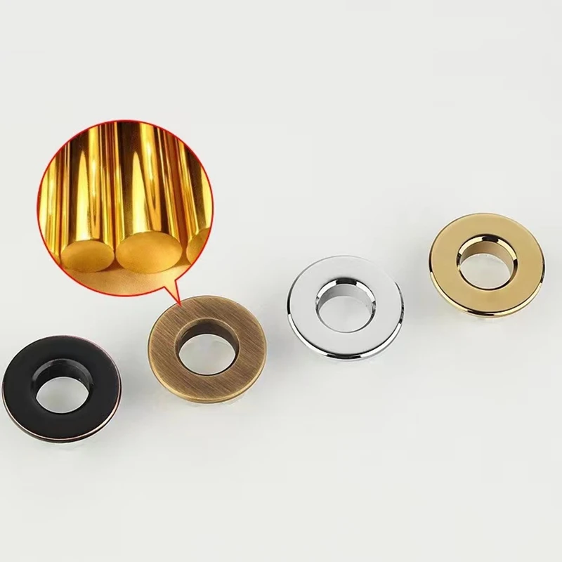 Overflow Hole Decorative Cover Copper 1Pcs Sink Hole Round Overflow Cover Insert Black Basin Sink Bathroom Faucet Insert Ring thumbnail 3