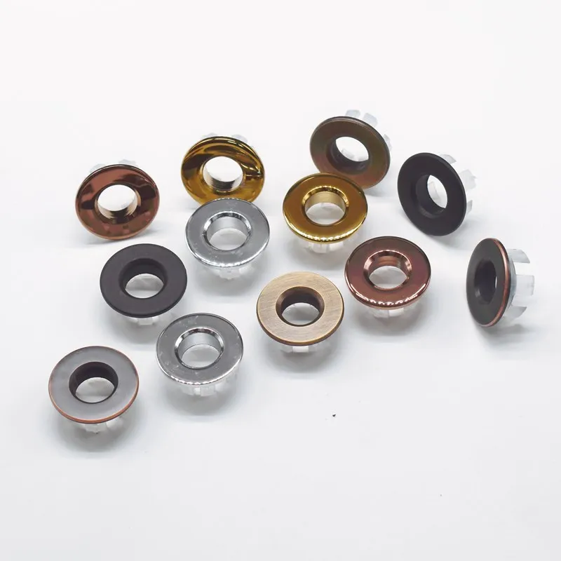 Overflow Hole Decorative Cover Copper 1Pcs Sink Hole Round Overflow Cover Insert Black Basin Sink Bathroom Faucet Insert Ring thumbnail 2