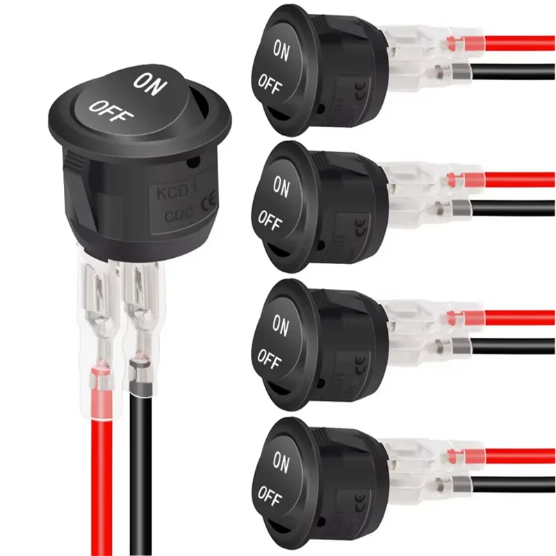 12V Round Rocker Switch AC 6A/250V 10A/125V SPST 2 Pin 2 Position On/Off Toggle Switch for Car Boat Automotive RV Black thumbnail 2