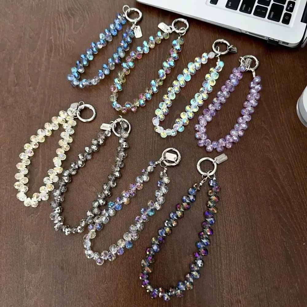 Colorful Mobile Phone Lanyard Chain Stylish Glitter Crystal Bead Pendant Keychain Jewelry Bag Accessories Sparkle Key Chains thumbnail 6