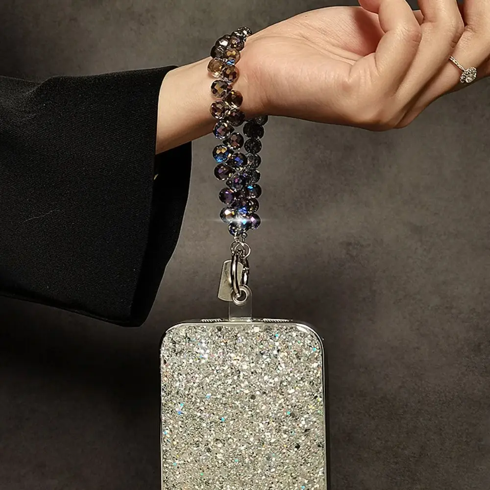 Colorful Mobile Phone Lanyard Chain Stylish Glitter Crystal Bead Pendant Keychain Jewelry Bag Accessories Sparkle Key Chains thumbnail 3