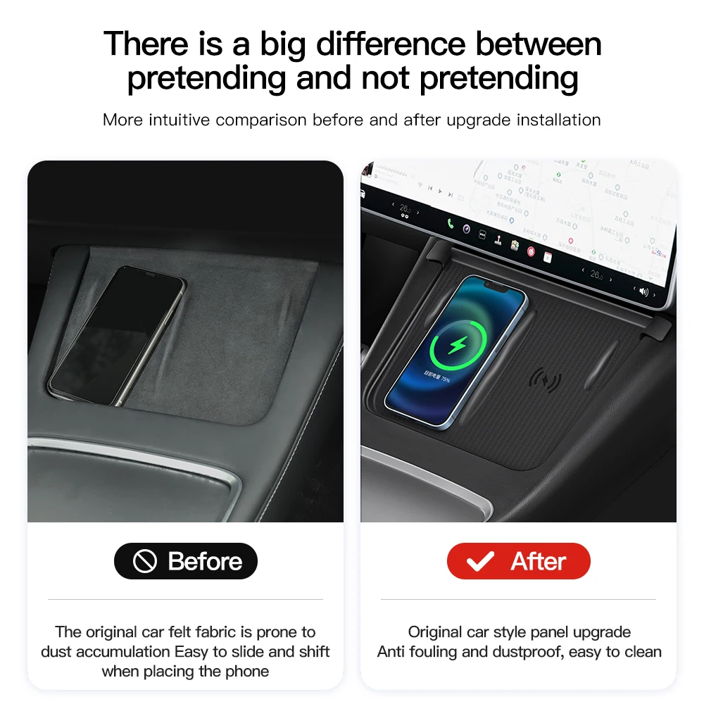YZ For Tesla Model 3 Y Highland Juniper 2021-2025 Silicone Anti-skid Pad For Tesla Car Phone Wireless Charging Pad Accessories thumbnail 4