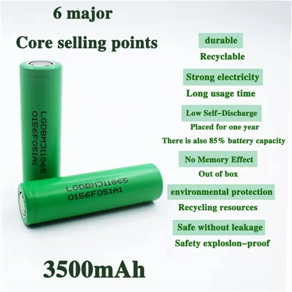 New 18650 lithium battery 3500mAh 3.7v 25A INR18650 MJ1 high power power tool battery 18650 rechargeable battery+Charger thumbnail 6