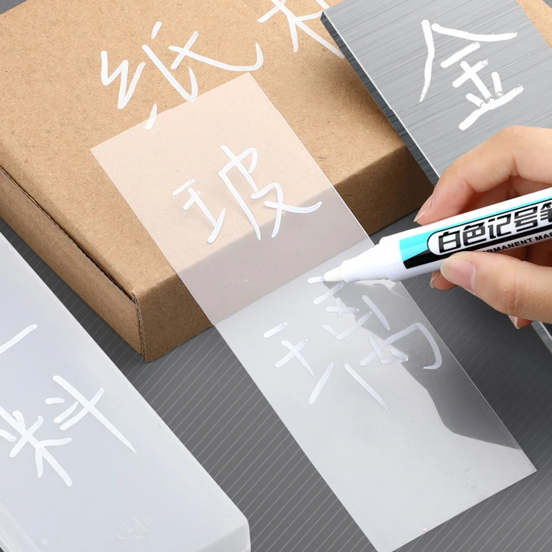 White Marker Oily Fine Tip Courier Waterproof Non-Fading Advertising Greeting Card Tire Glass Highlighter Pen Can Not Be Erased thumbnail 3