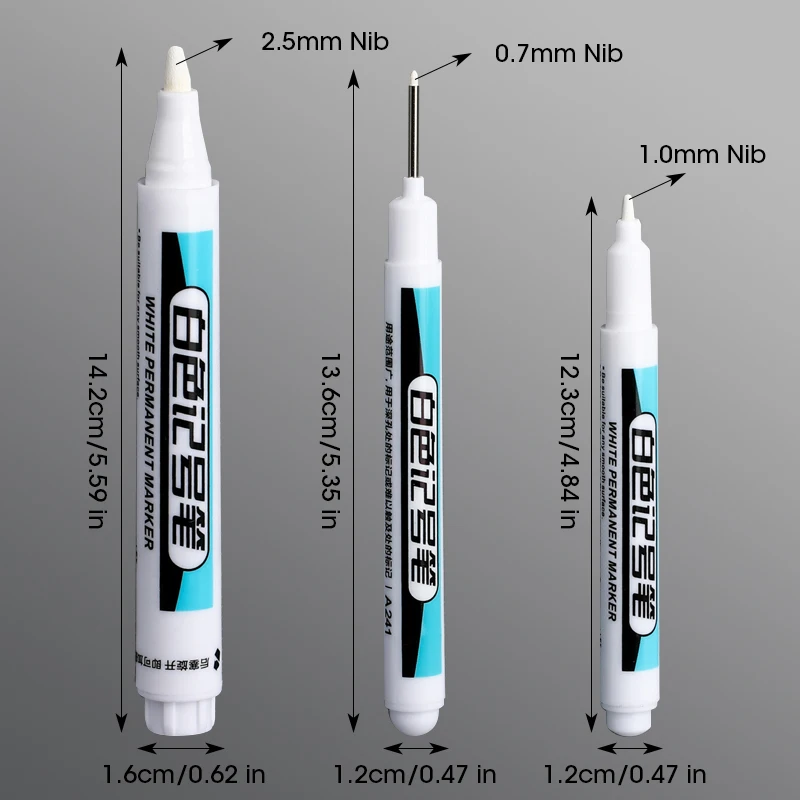 White Marker Oily Fine Tip Courier Waterproof Non-Fading Advertising Greeting Card Tire Glass Highlighter Pen Can Not Be Erased thumbnail 4