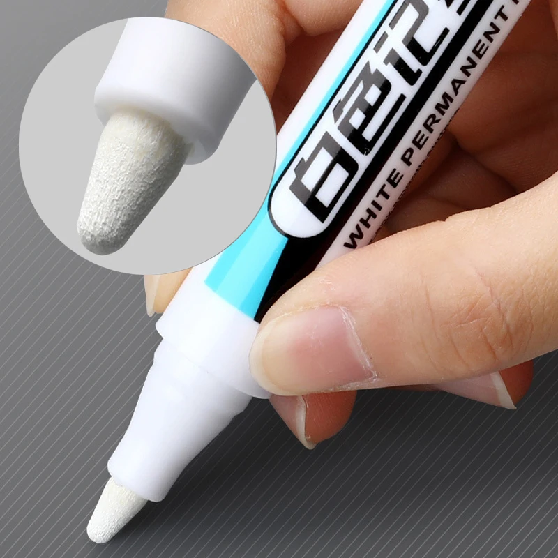 White Marker Oily Fine Tip Courier Waterproof Non-Fading Advertising Greeting Card Tire Glass Highlighter Pen Can Not Be Erased thumbnail 2