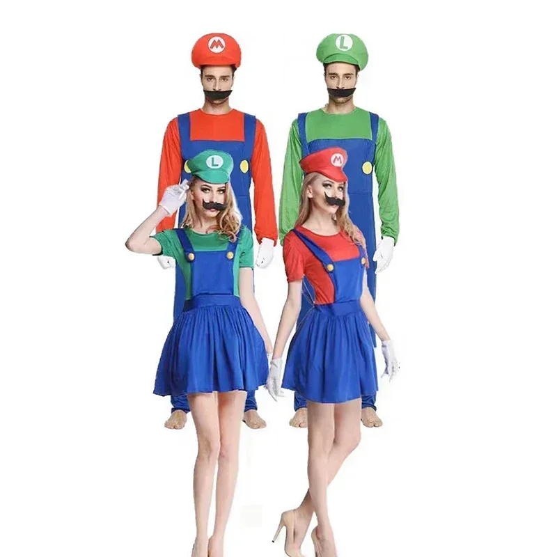 Game Marios Super Luigi Brothers Uniform Set Cosplay Costumes Funny Anime Adult Men Jumpsuit Woman Dress Halloween Costume thumbnail 3