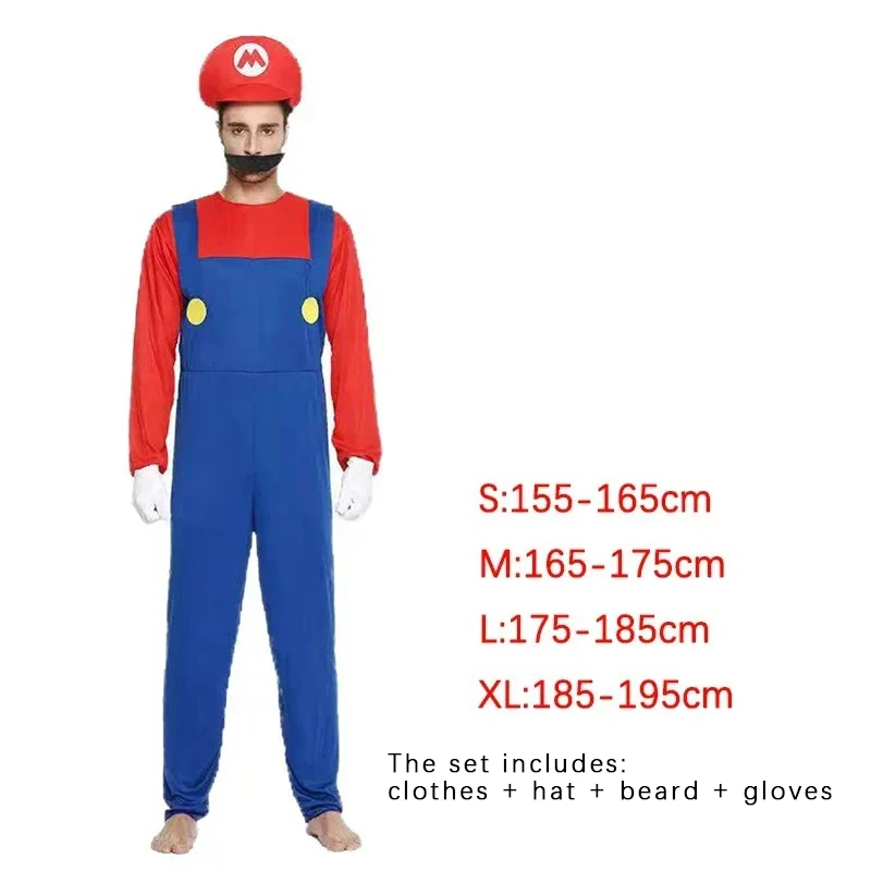 Game Marios Super Luigi Brothers Uniform Set Cosplay Costumes Funny Anime Adult Men Jumpsuit Woman Dress Halloween Costume thumbnail 4
