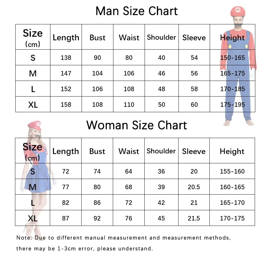 Game Marios Super Luigi Brothers Uniform Set Cosplay Costumes Funny Anime Adult Men Jumpsuit Woman Dress Halloween Costume thumbnail 6