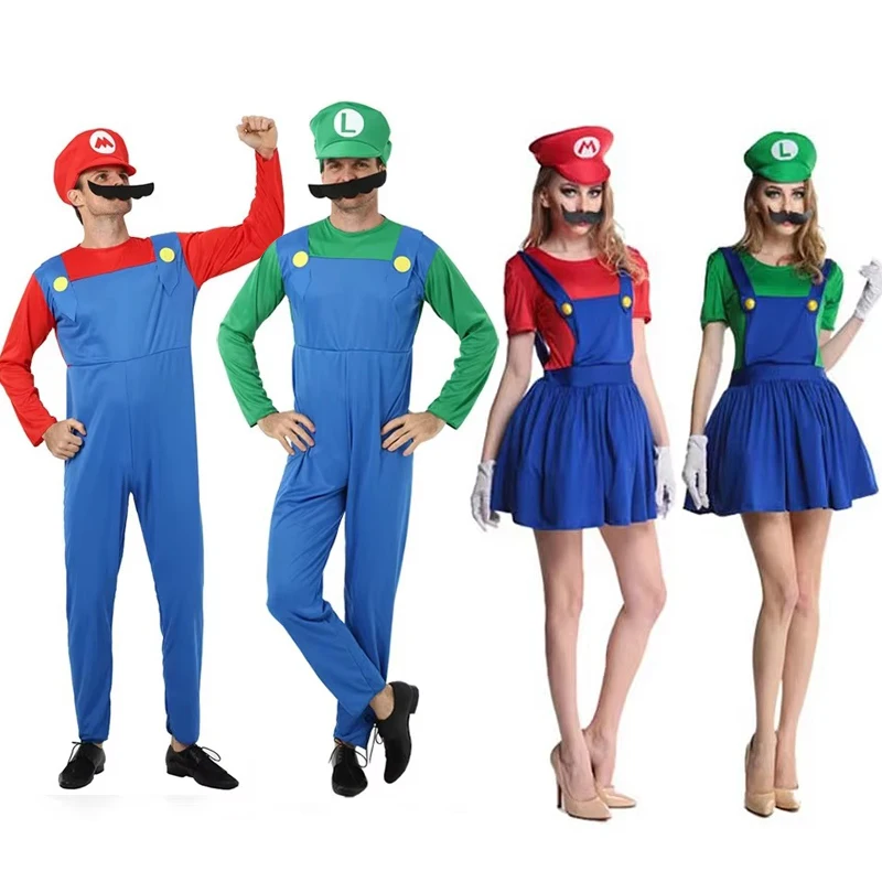 Game Marios Super Luigi Brothers Uniform Set Cosplay Costumes Funny Anime Adult Men Jumpsuit Woman Dress Halloween Costume thumbnail 2