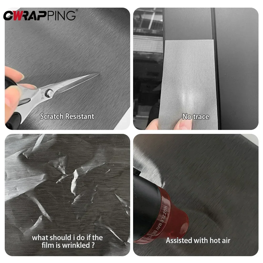 Car Sticker Vinyl Wrap Matt Brushed Aluminum Vinyl Wrap Film Self Adhesive Air Release Waterproof Protection for Car Accessories thumbnail 4