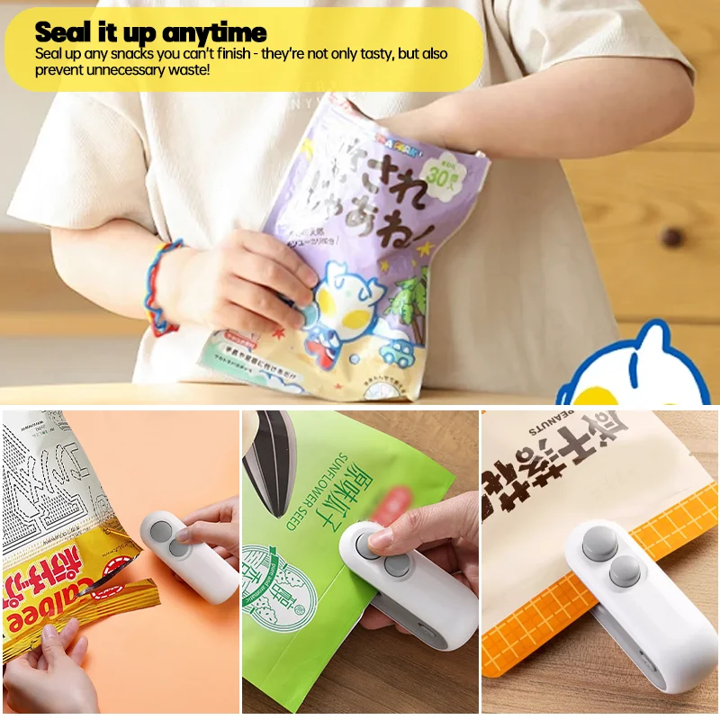 Mini Heat Bag Sealing Machine Package Sealer Bags Plastic Food Sealer Clip Bag Handheld Sealer Food Packaging Heat Sealer thumbnail 5
