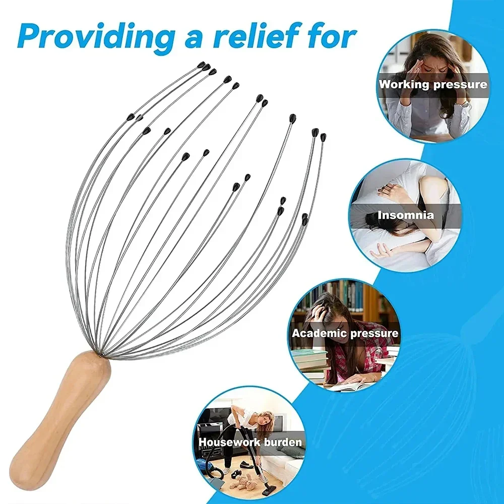 Octopus Head Massager 28 Fingers Scratching Scalp Relaxation Relief Scratcher Relieves Tension Random Body Massager Health Care thumbnail 2